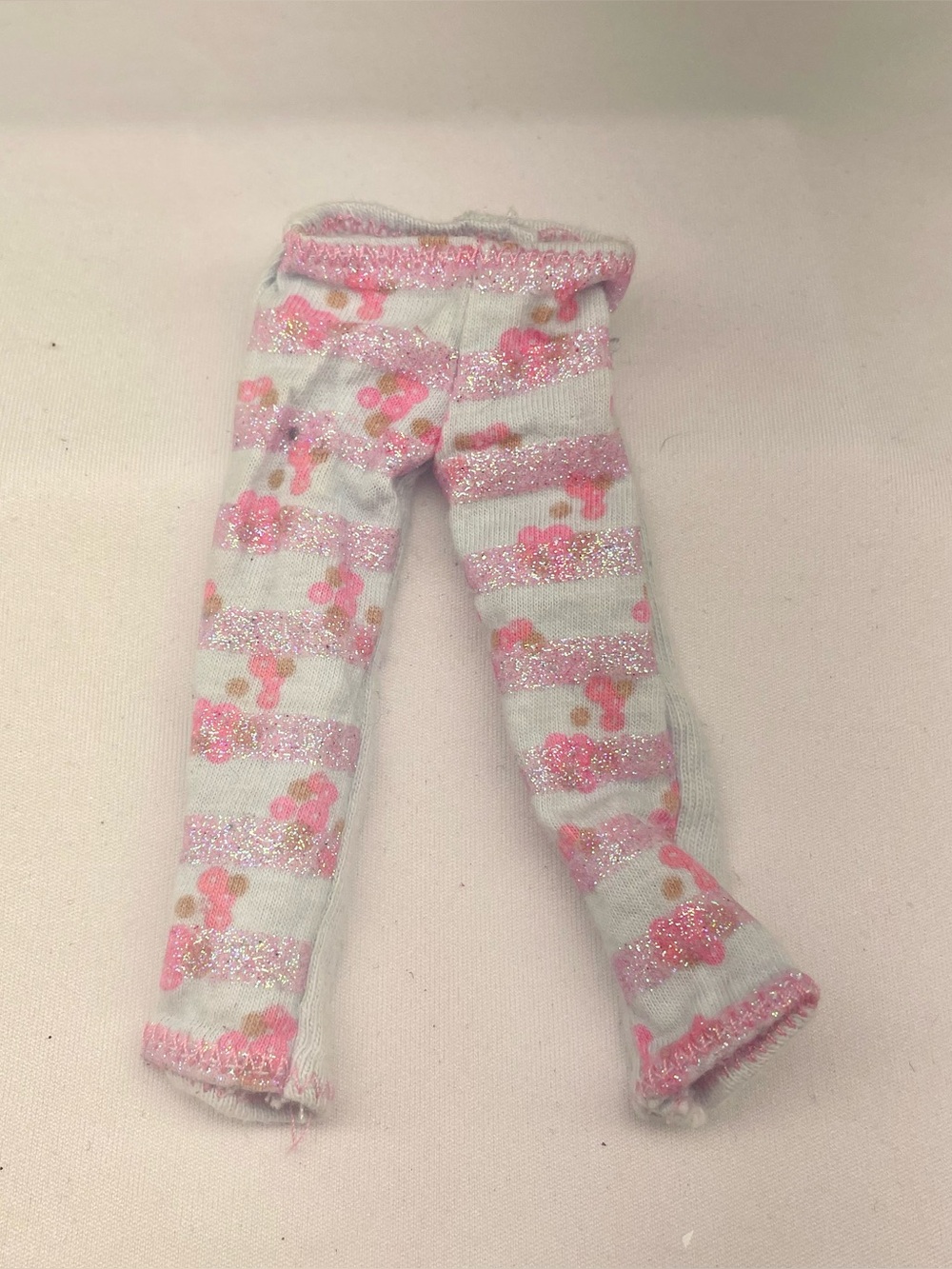 BARBIE Pink Glitter Striped Doll Leggings